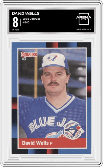 David Wells from the 1988 Donruss set graded by Arena Club and given an overall grade of 8.