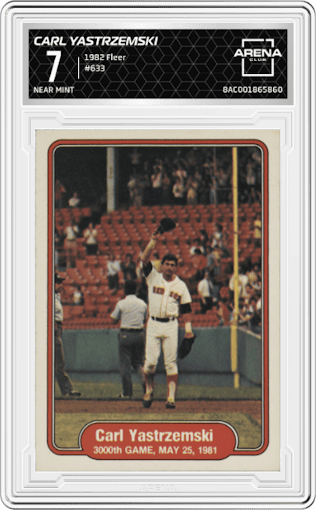 Carl Yastrzemski from the 1982 Fleer set graded by Arena Club and given an overall grade of 7.