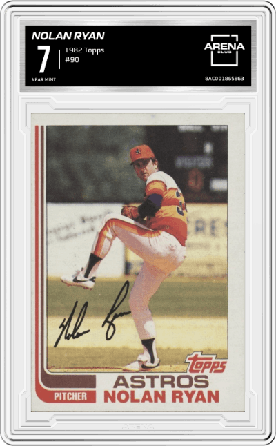 Nolan Ryan from the 1982 Topps set graded by Arena Club and given an overall grade of 7.