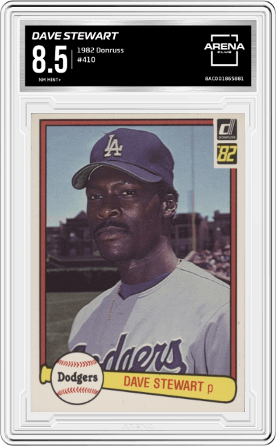 Dave Stewart from the 1982 Donruss set graded by Arena Club and given an overall grade of 8.5.