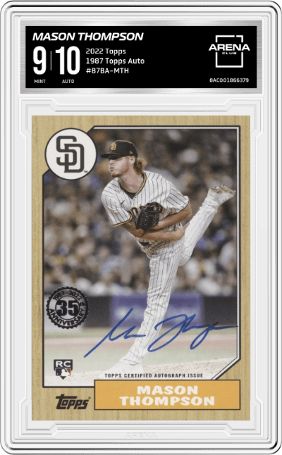 Mason Thompson from the 2022 Topps   set graded by Arena Club and given an overall grade of 9.