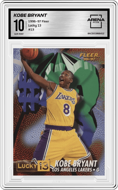 Kobe Bryant from the 1996-97 Fleer set graded by Arena Club and given an overall grade of 10.