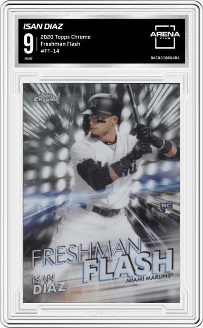 Isan Diaz from the 2020 Topps Chrome set graded by Arena Club and given an overall grade of 9.