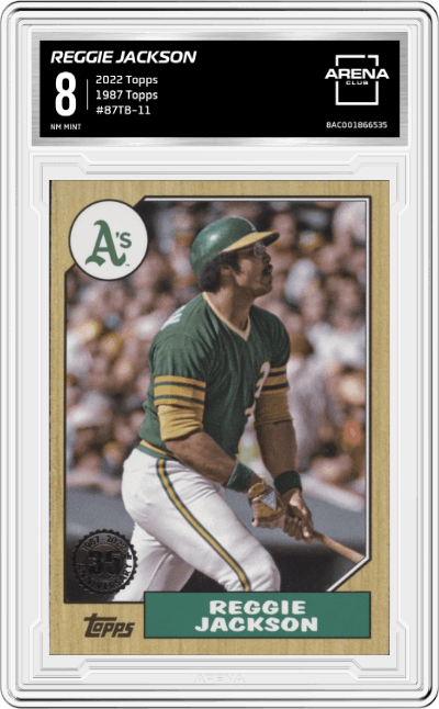 Reggie Jackson from the 2022 Topps set graded by Arena Club and given an overall grade of 8.