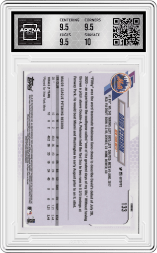 David Peterson from the 2021 Topps Chrome set graded by Arena Club and given an overall grade of 10.