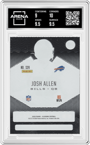 Josh Allen from the 2020 Panini Illusions set graded by Arena Club and given an overall grade of 9.5.