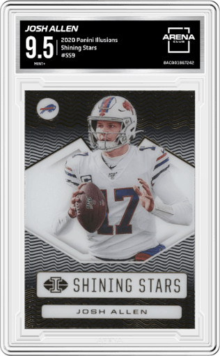 Josh Allen from the 2020 Panini Illusions set graded by Arena Club and given an overall grade of 9.5.