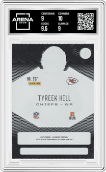 Tyreek Hill from the 2020 Panini Illusions set graded by Arena Club and given an overall grade of 9.5.