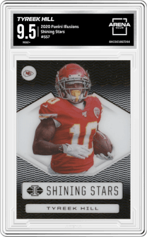 Tyreek Hill from the 2020 Panini Illusions set graded by Arena Club and given an overall grade of 9.5.
