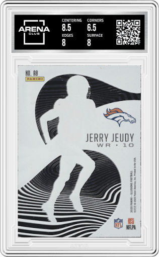 Jerry Jeudy from the 2020 Panini Illusions set graded by Arena Club and given an overall grade of 7.