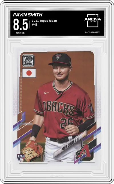 Pavin Smith from the 2021 Topps Japan set graded by Arena Club and given an overall grade of 8.5.
