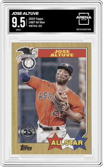 Jose Altuve from the 2022 Topps Series 2 set graded by Arena Club and given an overall grade of 9.5.