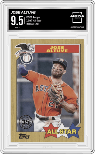 Jose Altuve from the 2022 Topps Series 2 set graded by Arena Club and given an overall grade of 9.5.