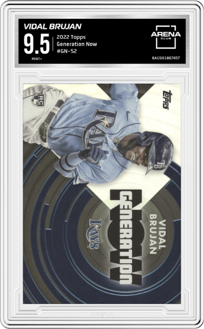 Vidal Brujan from the 2022 Topps set graded by Arena Club and given an overall grade of 9.5.