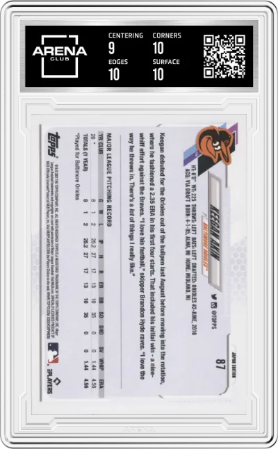 Keegan Akin from the 2021 Topps Japan set graded by Arena Club and given an overall grade of 9.5.