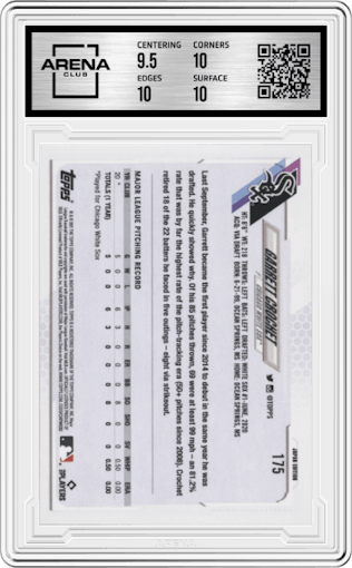 Garrett Crochet from the 2021 Topps Baseball Japan Edition set graded by Arena Club and given an overall grade of 10.