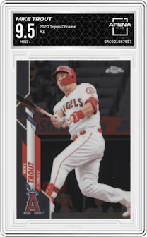 Mike Trout from the 2020 Topps Chrome set graded by Arena Club and given an overall grade of 9.5.