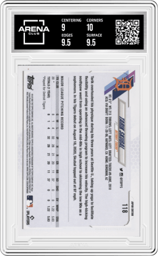 Tarik Skubal from the 2021 Topps Japan set graded by Arena Club and given an overall grade of 9.5.