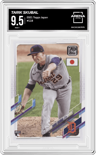 Tarik Skubal from the 2021 Topps Japan set graded by Arena Club and given an overall grade of 9.5.