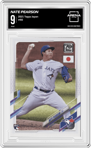 Nate Pearson from the 2021 Topps Baseball Japan Edition set graded by Arena Club and given an overall grade of 9.