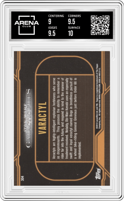 Varactyl from the 2012 Topps Star Wars Galactic Files  set graded by Arena Club and given an overall grade of 9.5.
