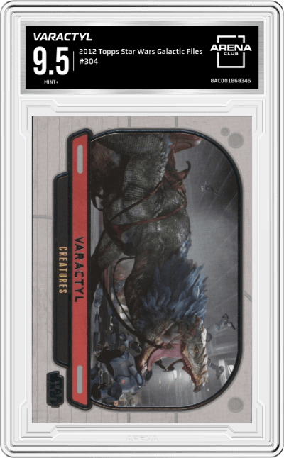 Varactyl from the 2012 Topps Star Wars Galactic Files  set graded by Arena Club and given an overall grade of 9.5.