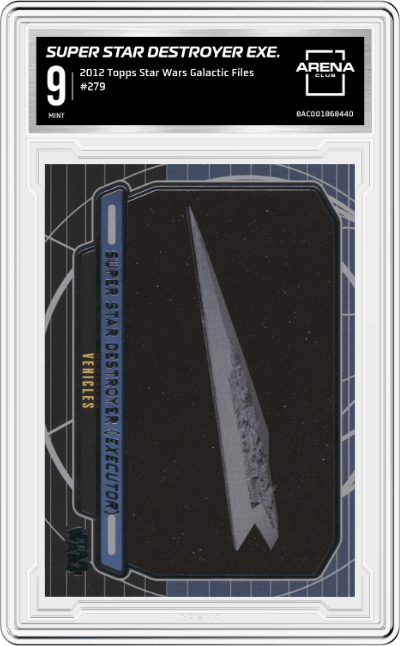 Super Star Destroyer Executor from the 2012 Topps Star Wars Galactic Files  set graded by Arena Club and given an overall grade of 9.