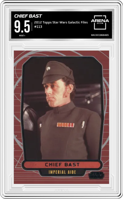 Chief Bast from the 2012 Topps Star Wars Galactic Files  set graded by Arena Club and given an overall grade of 9.5.