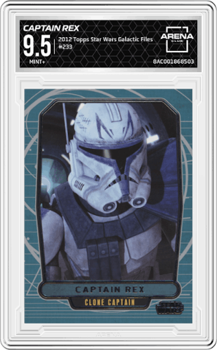Captain Rex from the 2012 Topps Star Wars Galactic Files  set graded by Arena Club and given an overall grade of 9.5.