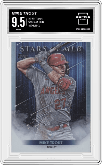 Mike Trout from the 2022 Topps   set graded by Arena Club and given an overall grade of 9.5.