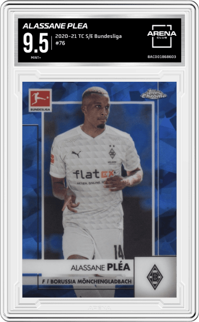 Alassane Plea from the 2020-21 Topps Chrome Sapphire Edition Bundesliga set graded by Arena Club and given an overall grade of 9.5.