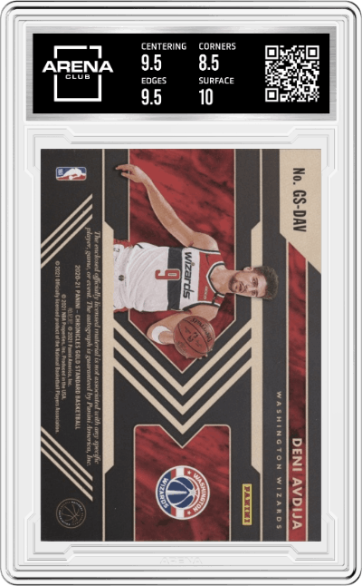 Deni Avdija from the 2020-21 Panini Chronicles set graded by Arena Club and given an overall grade of 9.