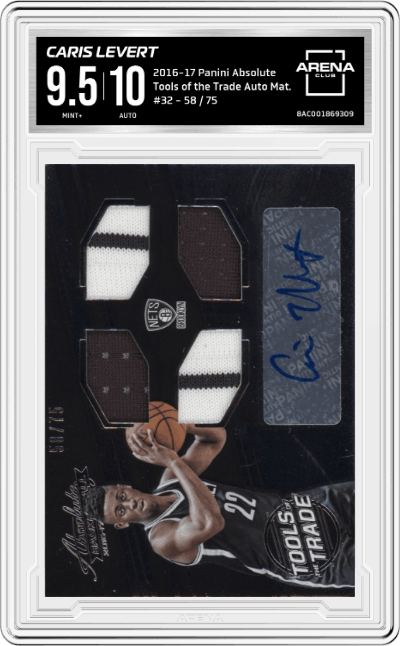 Caris LeVert from the 2016-17 Panini Absolute  set graded by Arena Club and given an overall grade of 9.5.