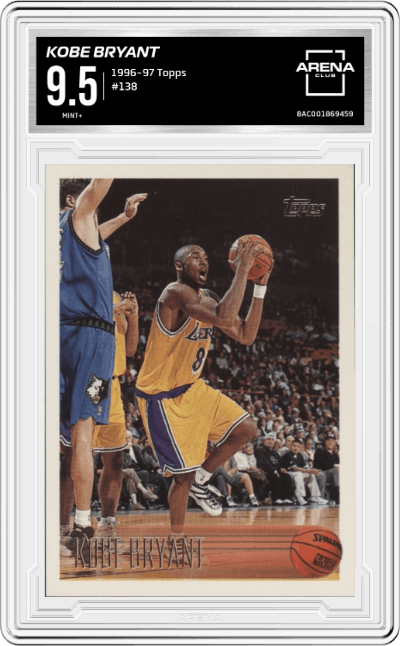 Kobe Bryant  from the 1996-97 Topps set graded by Arena Club and given an overall grade of 9.5.