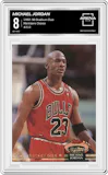 Michael Jordan from the 1992-93 Topps Stadium Club set graded by Arena Club and given an overall grade of 8.