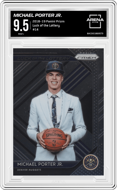 Michael Porter Jr. from the 2018-19 Panini Prizm set graded by Arena Club and given an overall grade of 9.5.