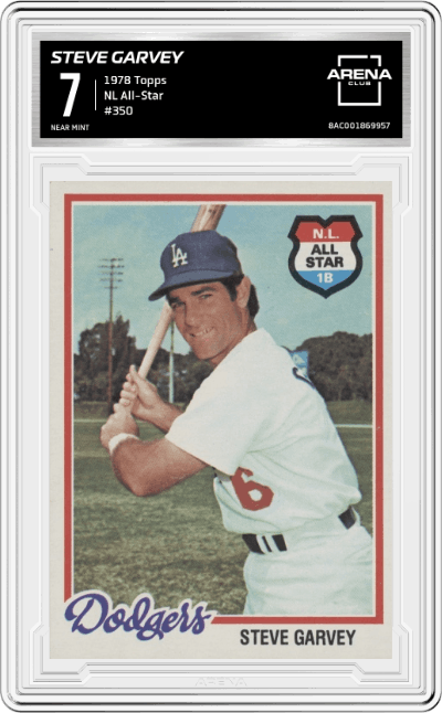 Steve Garvey from the 1978 Topps set graded by Arena Club and given an overall grade of 7.