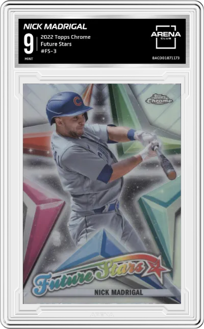 Nick Madrigal from the 2022 Topps Chrome set graded by Arena Club and given an overall grade of 9.