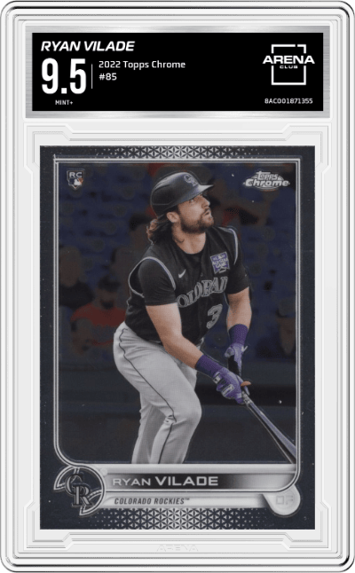 Ryan Vilade from the 2022 Topps Chrome set graded by Arena Club and given an overall grade of 9.5.