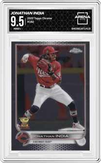 Jonathan India from the 2022 Topps Chrome set graded by Arena Club and given an overall grade of 9.5.