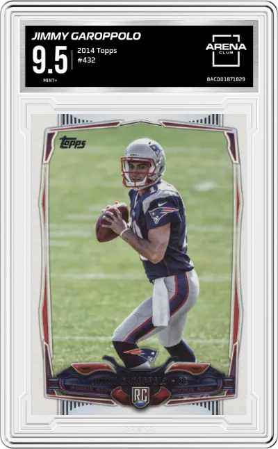 Jimmy Garoppolo from the 2014 Topps set graded by Arena Club and given an overall grade of 9.5.