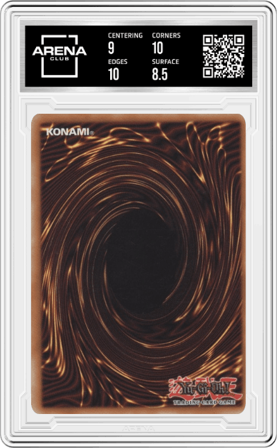 Thousand Dragon from the 2002 Yu-Gi-Oh! EN set graded by Arena Club and given an overall grade of 9.