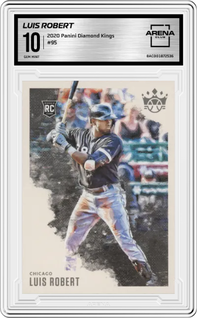 Luis Robert from the 2020 Panini Diamond Kings set graded by Arena Club and given an overall grade of 10.