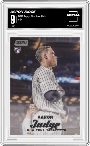 Aaron Judge from the 2017 Topps Stadium Club set graded by Arena Club and given an overall grade of 9.