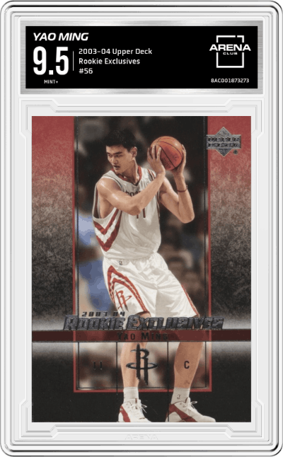 Yao Ming from the 2003-04 Upper Deck set graded by Arena Club and given an overall grade of 9.5.