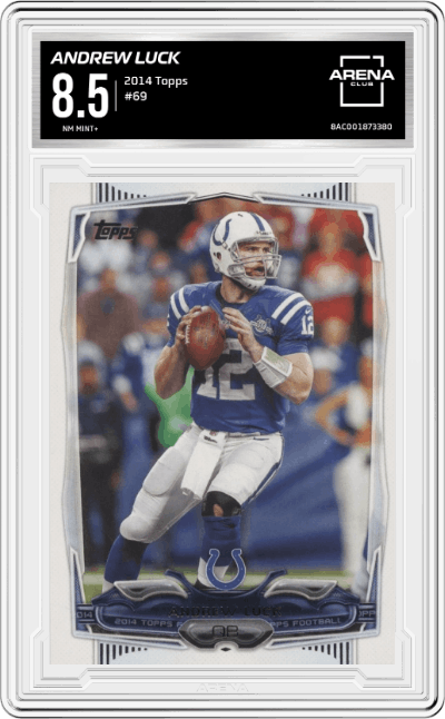Andrew Luck from the 2014 Topps set graded by Arena Club and given an overall grade of 8.5.