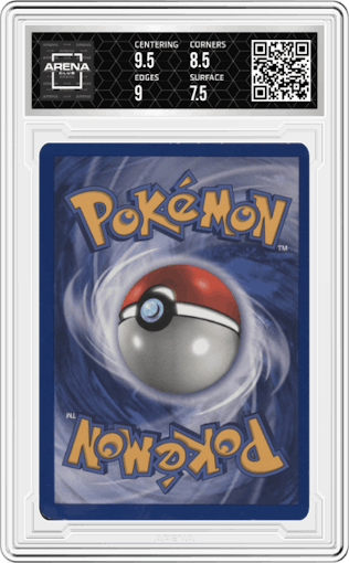 Hitmochan from the 1999 Pokemon set graded by Arena Club and given an overall grade of 8.
