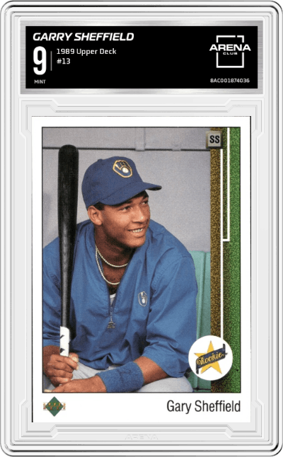 Garry Sheffield from the 1989 Upper Deck set graded by Arena Club and given an overall grade of 9.
