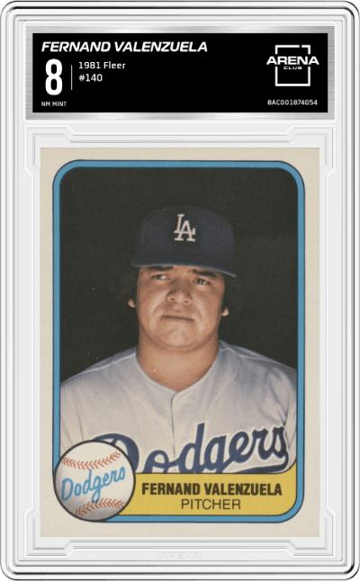 Fernand Valenzuela from the 1981 Fleer set graded by Arena Club and given an overall grade of 8.
