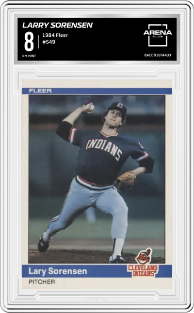 Larry Sorensen from the 1984 Fleer set graded by Arena Club and given an overall grade of 8.